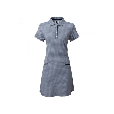 Marineblaues Hahnentrittkleid für Damen