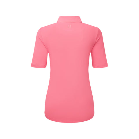 Polo à manches mi-longues froncées en fil d'Écosse pour femme