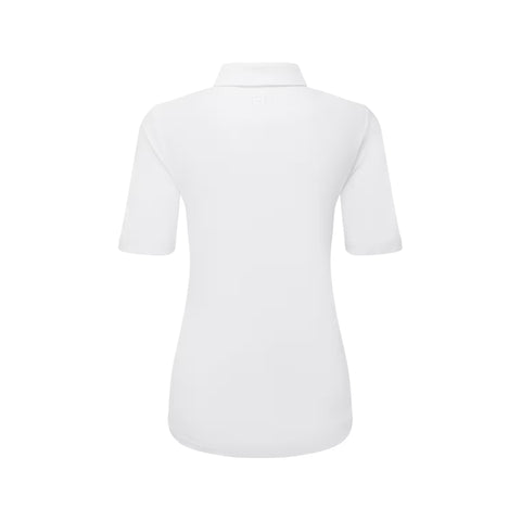 Polo à manches mi-longues froncées en fil d'Écosse pour femme