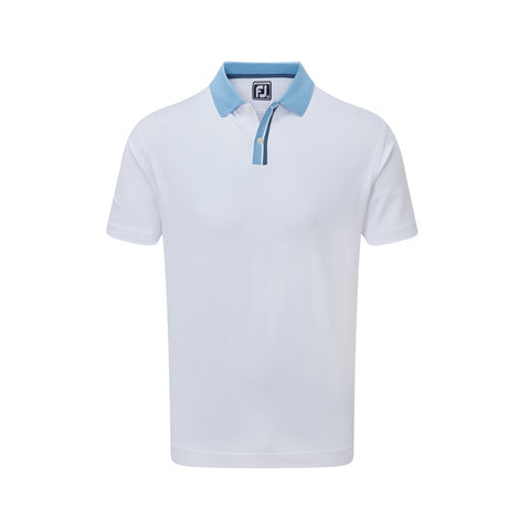 Polo piqué uni avec patte de boutonnage rayée