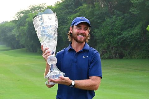 Tommy Fleetwood with his DP World India Trophy