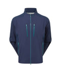 Navy men's long-sleeve golf jacket with blue zip details