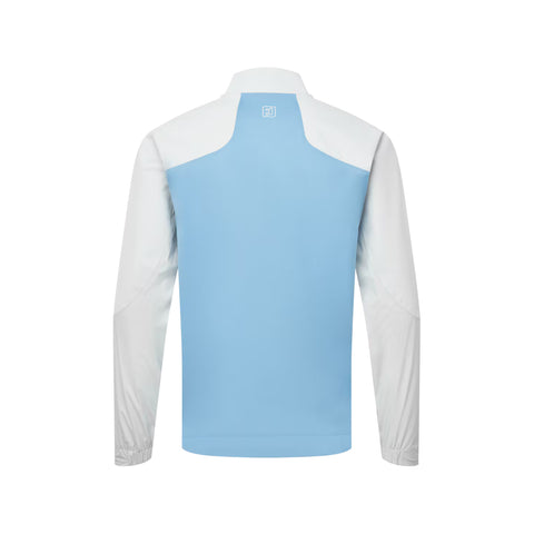 White and light blue men's long-sleeve golf jacket