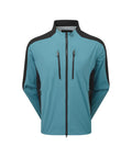 Teal men's long-sleeve full-zip golf jacket with black details