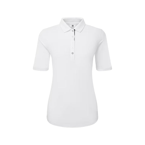 Polo à manches mi-longues froncées en fil d'Écosse pour femme