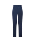 Navy rain pants shown from a side profile view on a solid white background.