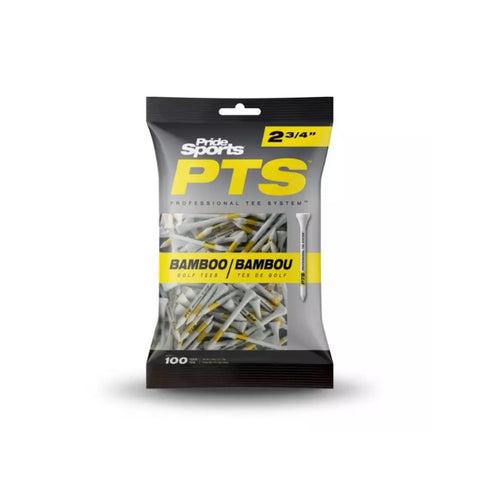 System tee Pride Sports Pride Professional do golfa, zawierający zestaw wytrzymałych plastikowych tee golfowych w różnych rozmiarach.